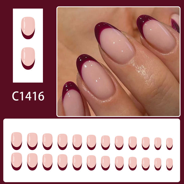 12 Sizes-24 Pcs Press On Nails C1416