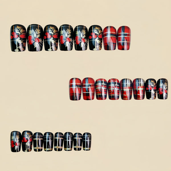 12 Sizes-24 Pcs Press On Nails Y1313