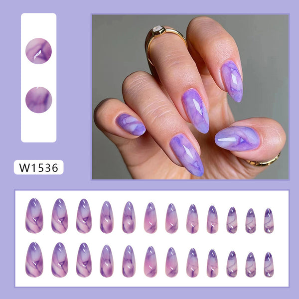 12 Sizes-24 Pcs Press On Nails W1536