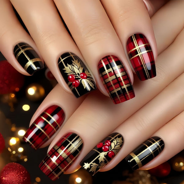 12 Sizes-24 Pcs Press On Nails Y1313