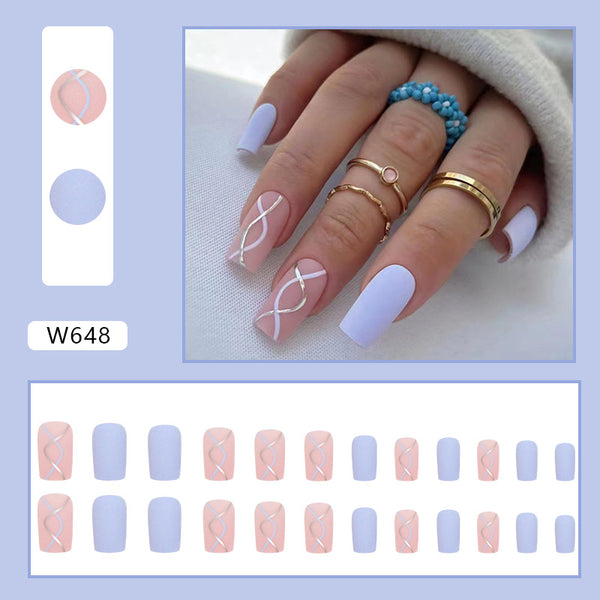 12 Sizes-24 Pcs Press On Nails W648