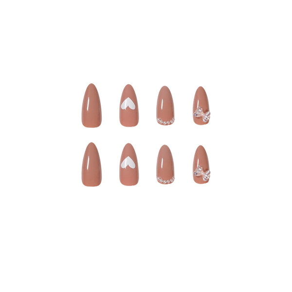 Almond Glossy Long Pink Press on Nails