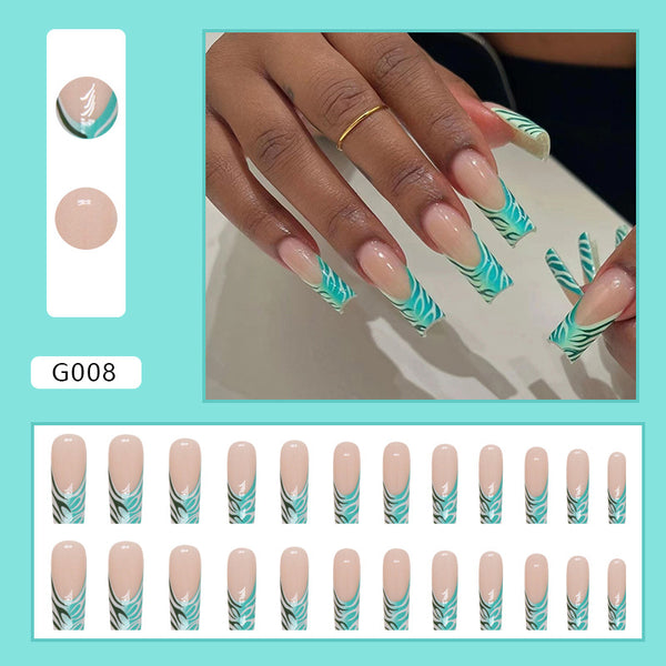 12 Sizes-24 Pcs Press On Nails G008