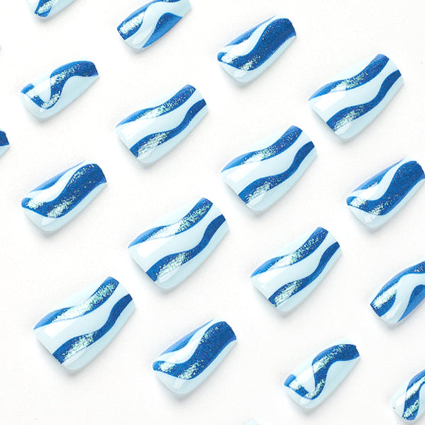 Almond Blue Press on Nails