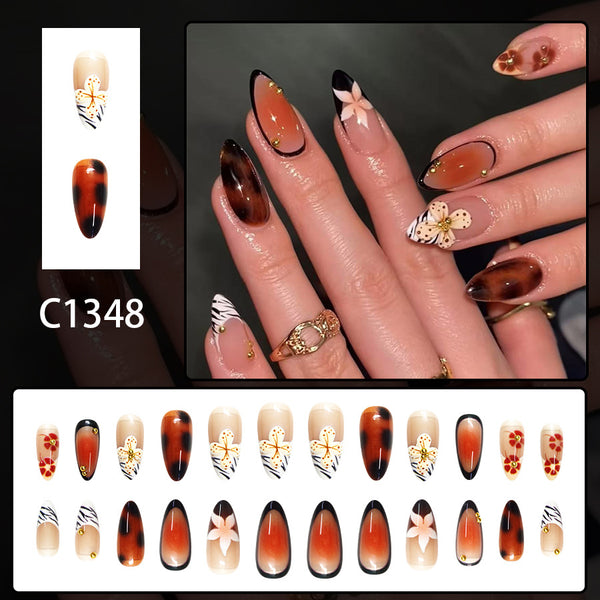 12 Sizes-24 Pcs Press On Nails C1348