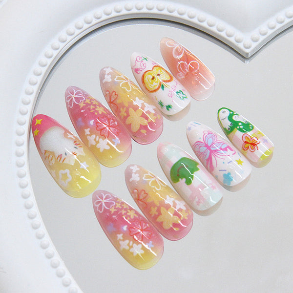 12 Sizes-24 Pcs Press On Nails W2050