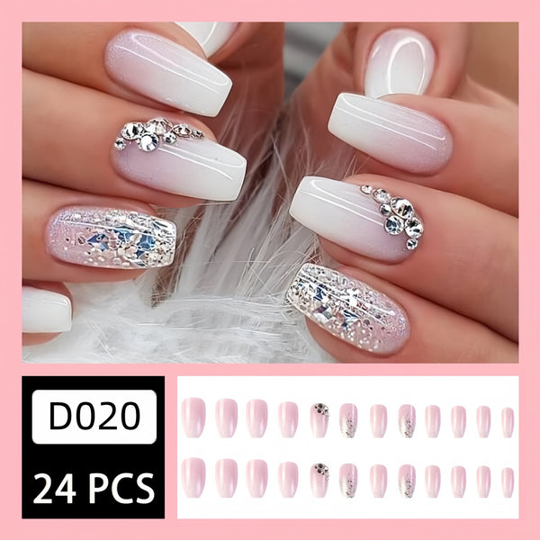 12 Sizes-24 Pcs Press On Nails D020