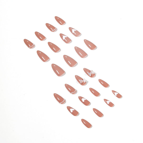 Almond Glossy Long Pink Press on Nails