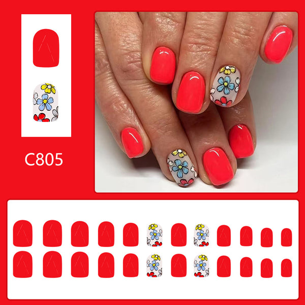 12 Sizes-24 PcsPress On Nails C805