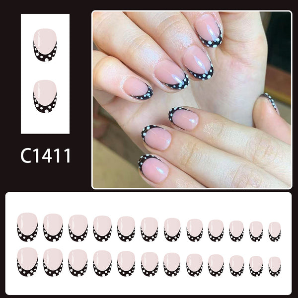 12 Sizes-24 Pcs Press On Nails C1411
