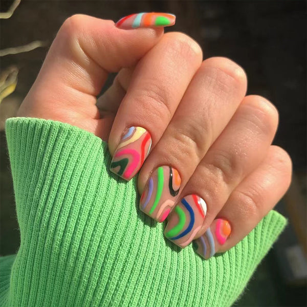 12 Sizes-24 Pcs Press On Nails C383