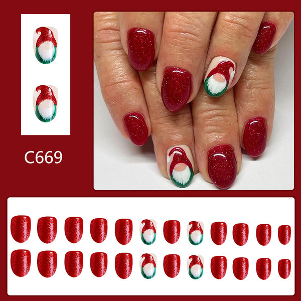 12 Sizes-24 Pcs Press On Nails C669
