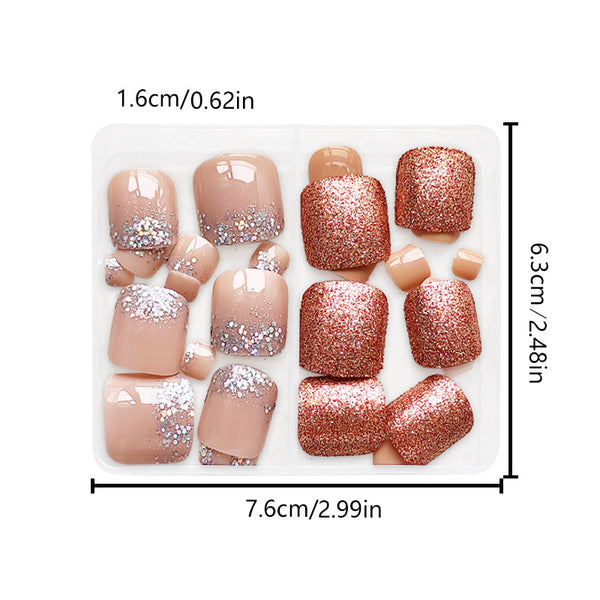 12 Sizes-24 Pcs Press On Nails GlitterShine-1-24pcs