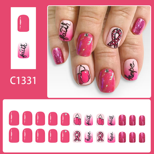 12 Sizes-24 Pcs Press On Nails C1331