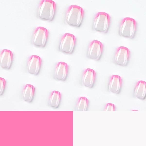 French Glossy Pink Short Square Press on Nails