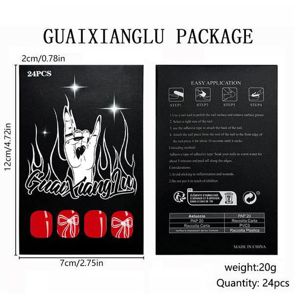 12 Sizes-24 Pcs Press On Nails C670