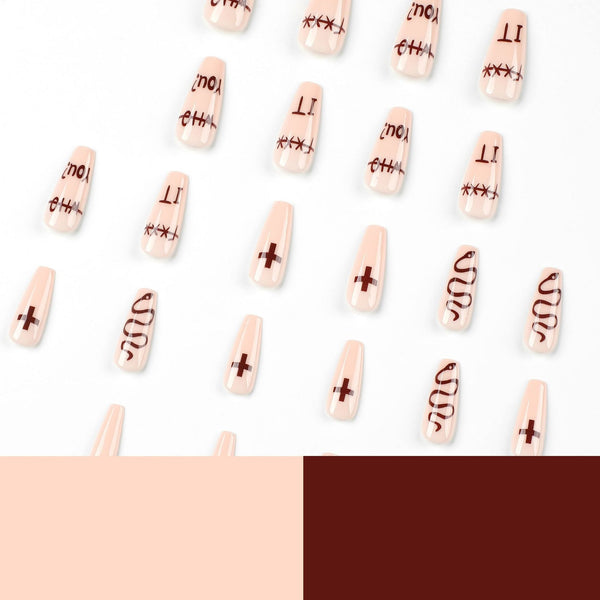 Glossy Long Pink Press on Nails