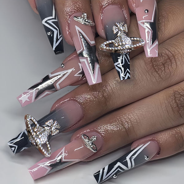 12 Sizes-24 Pcs Press On Nails D007