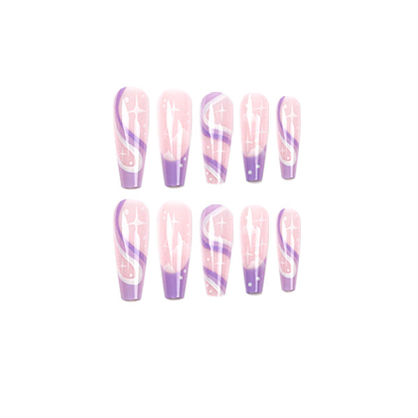 French Glossy Long Press on Nails