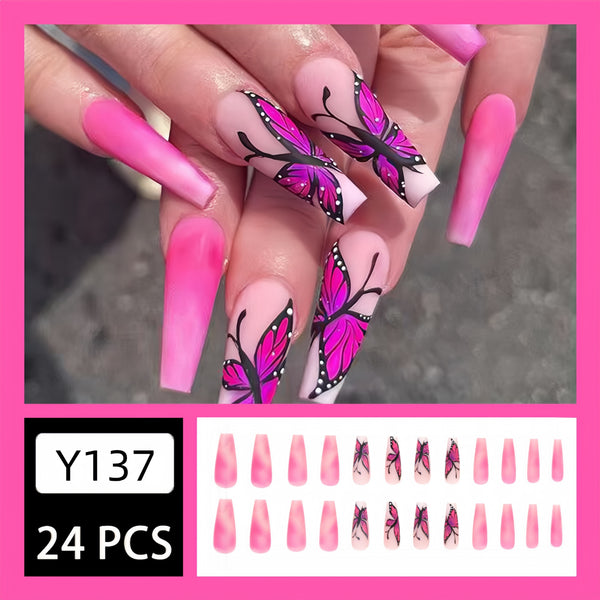 12 Sizes-24 Pcs Press On Nails Y137