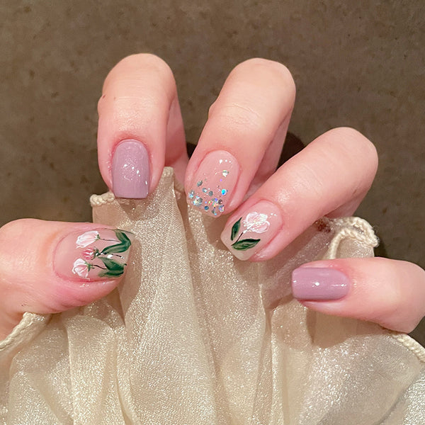 12 Sizes-24 Pcs Press On Nails R384