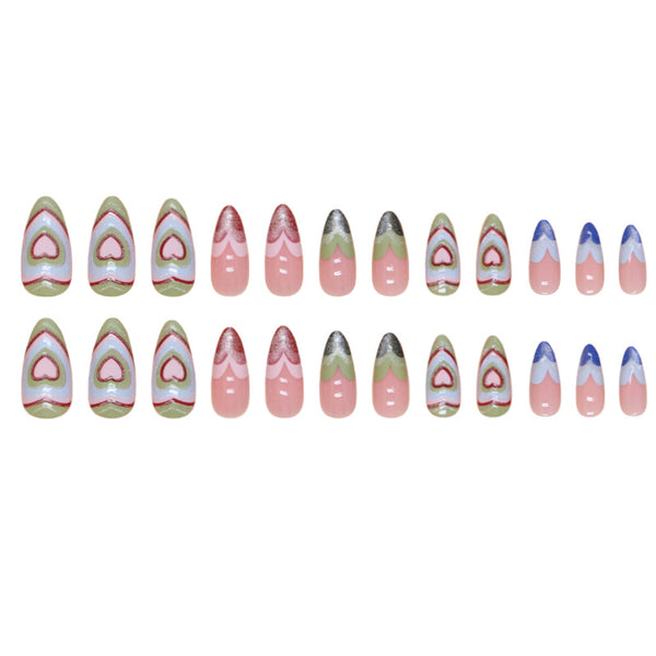 12 Sizes-24 Pcs Press On Nails W1589