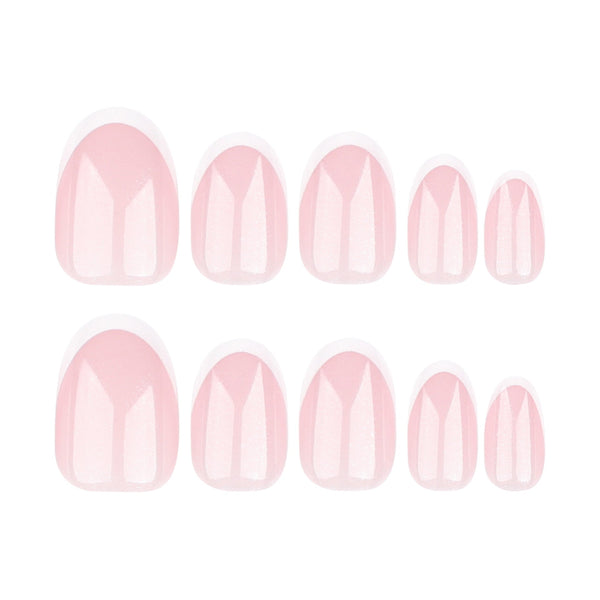 French Medium Oval Pink Press on Nails