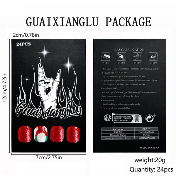 12 Sizes-24 Pcs Press On Nails C669