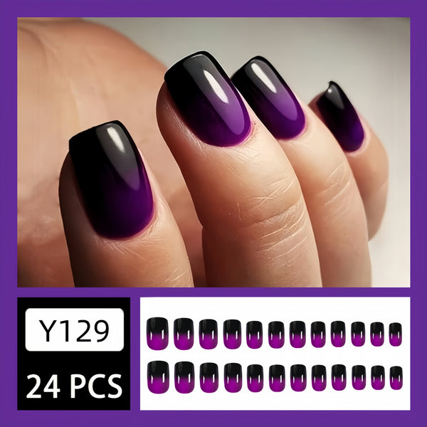 12 Sizes-24 Pcs Press On Nails Y129