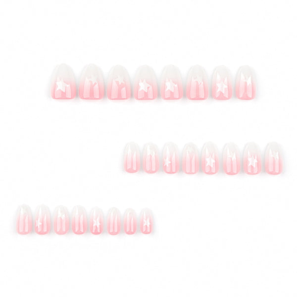 Almond Glossy Medium Pink Press on Nails