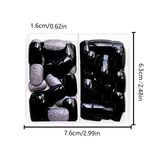 48 Pcs Press On Nails BlackGlitter-1-48pcs