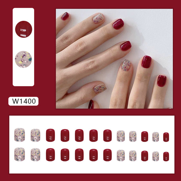 12 Sizes-24 Pcs Press On Nails W1400