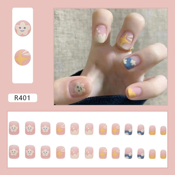 12 Sizes-24 Pcs Press On Nails R401
