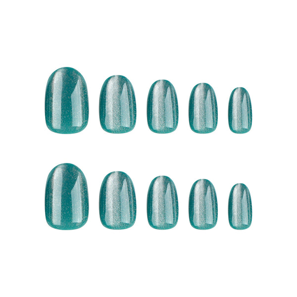 Almond Blue Medium Oval Press on Nails
