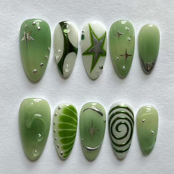12 Sizes-24 Pcs Press On Nails W2014