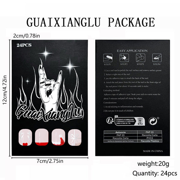 12 Sizes-24 Pcs Press On Nails C703