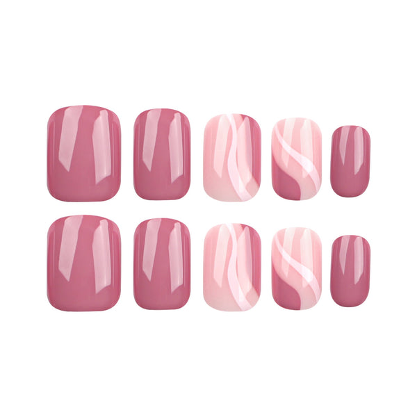 Glossy Pink Short Square Press on Nails