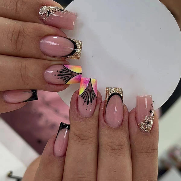 12 Sizes-24 Pcs Press On Nails W987