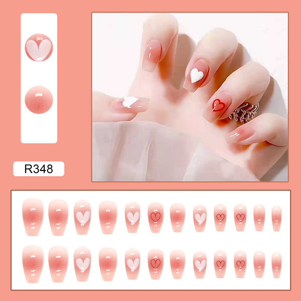 12 Sizes-24 Pcs Press On Nails R348