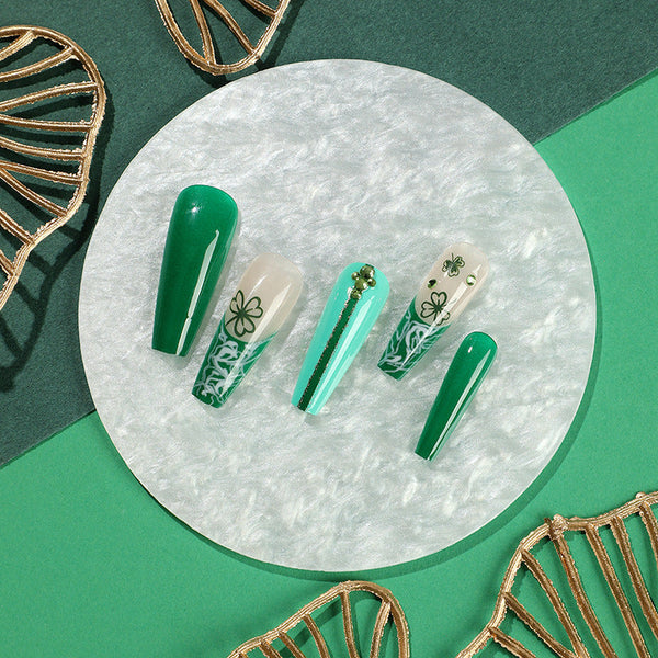 French Glossy Long Press on Nails