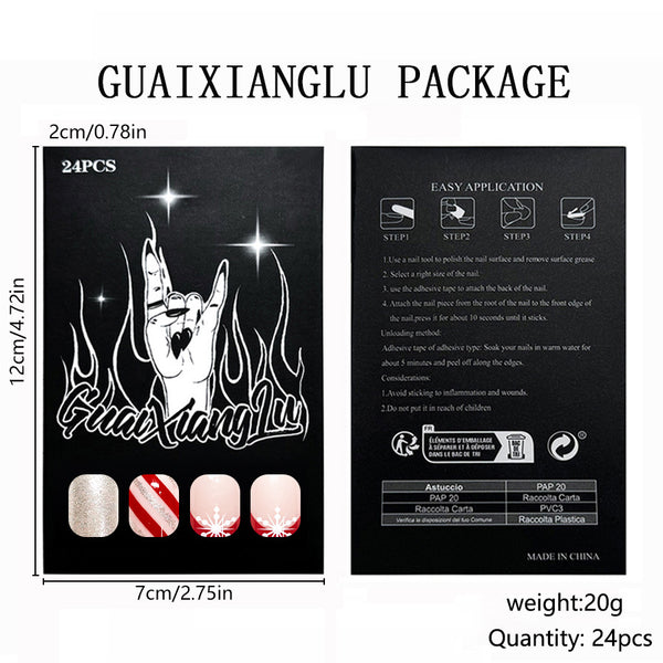 12 Sizes-24 Pcs Press On Nails C1287