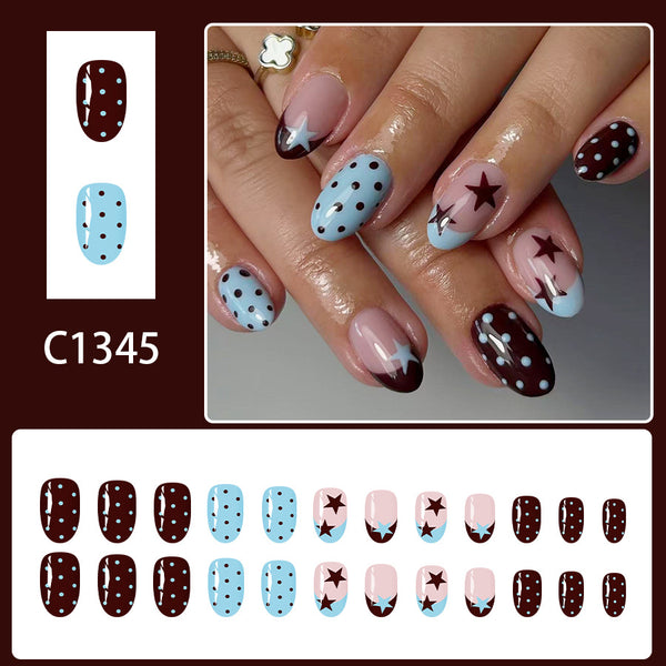 12 Sizes-24 Pcs Press On Nails C1345
