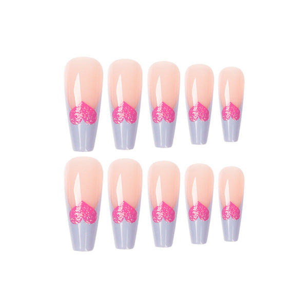 French Glossy Long Press on Nails