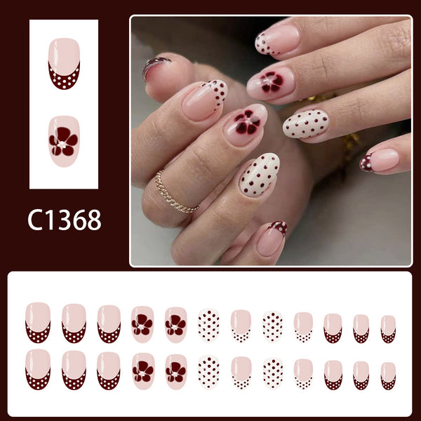 12 Sizes-24 Pcs Press On Nails C1368