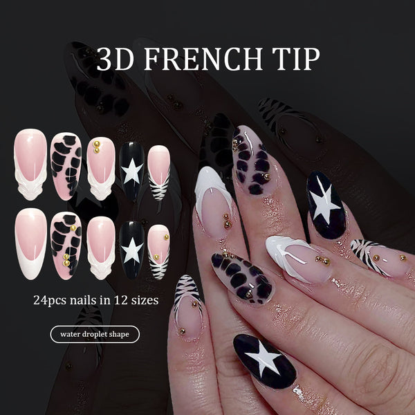 12 Sizes-24 Pcs Press On Nails C1332