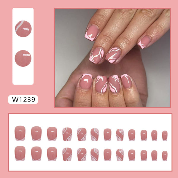 12 Sizes-24 Pcs Press On Nails W1239