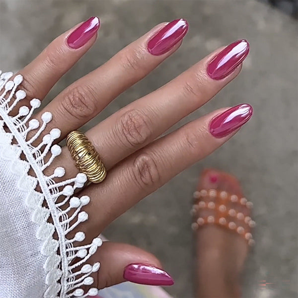 Almond Glossy Medium Oval Press on Nails