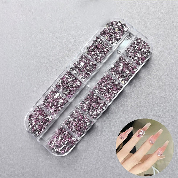 Mini Micro Nail Rhinestones – Ultra Small Acrylic Flatback Irregular Gems for Press-On Nails & Nail Art