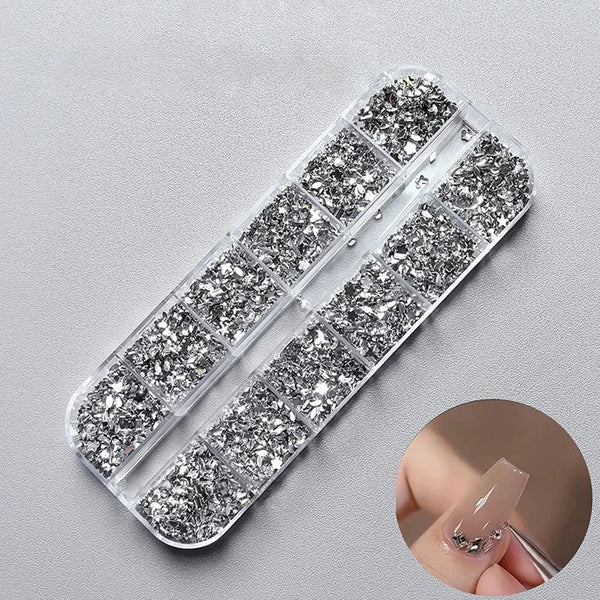 Mini Micro Nail Rhinestones – Ultra Small Acrylic Flatback Irregular Gems for Press-On Nails & Nail Art