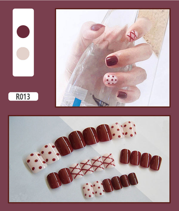 12 Sizes-24 Pcs Press On Nails R001